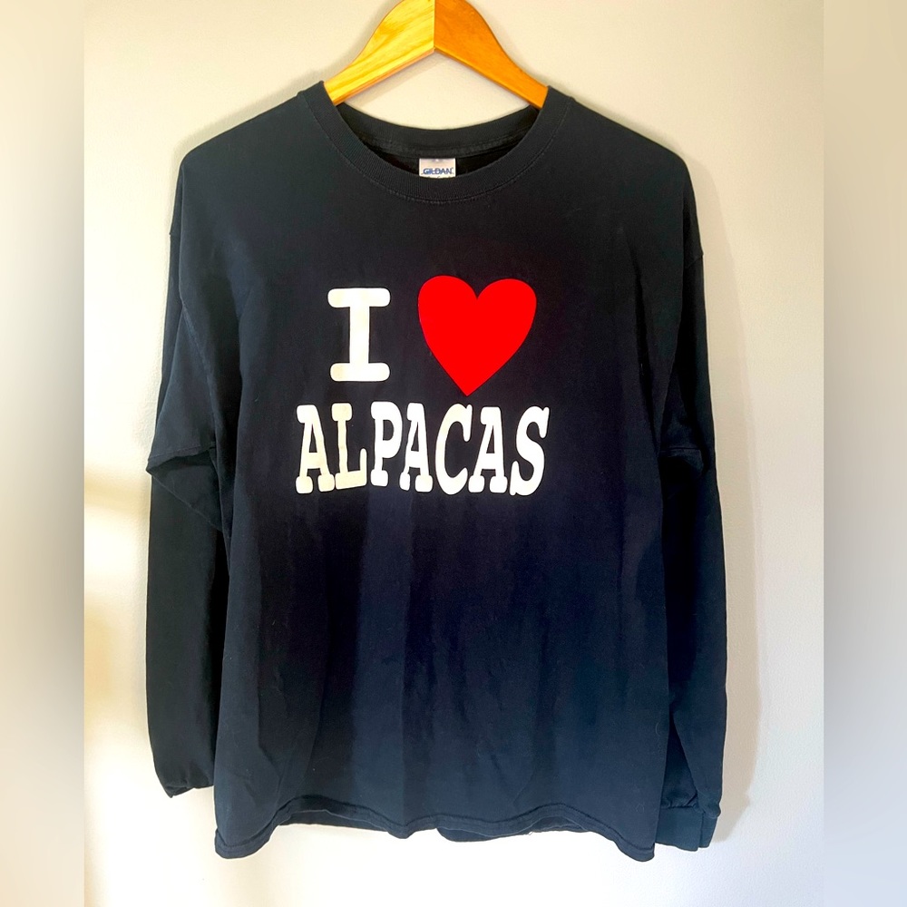 I ❤️ ALPACAS Longsleeve jersey shirt, Navy Blue Size SMALL